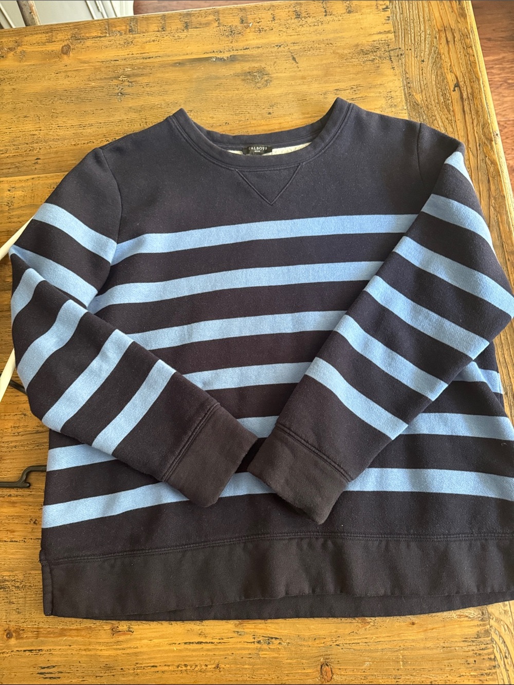 Talbots Navy and Light Blue Striped Crewneck Sweater